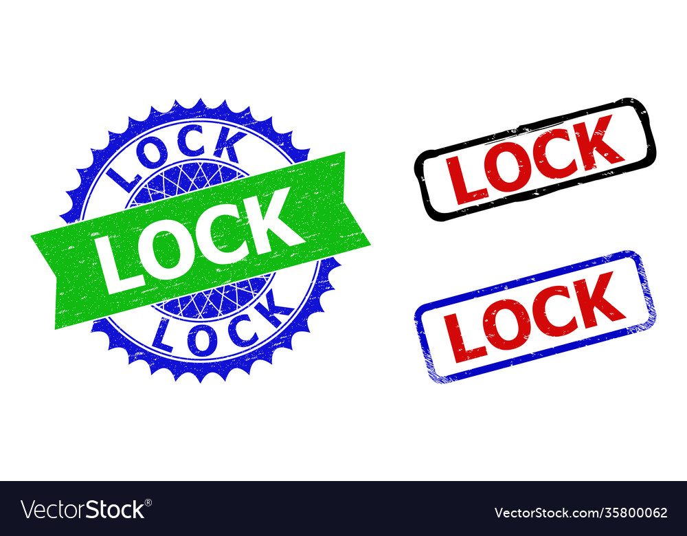 Lock Rosette And Rectangle Bicolor Watermarks Vector Image