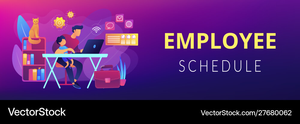 Remote worker concept banner header Royalty Free Vector