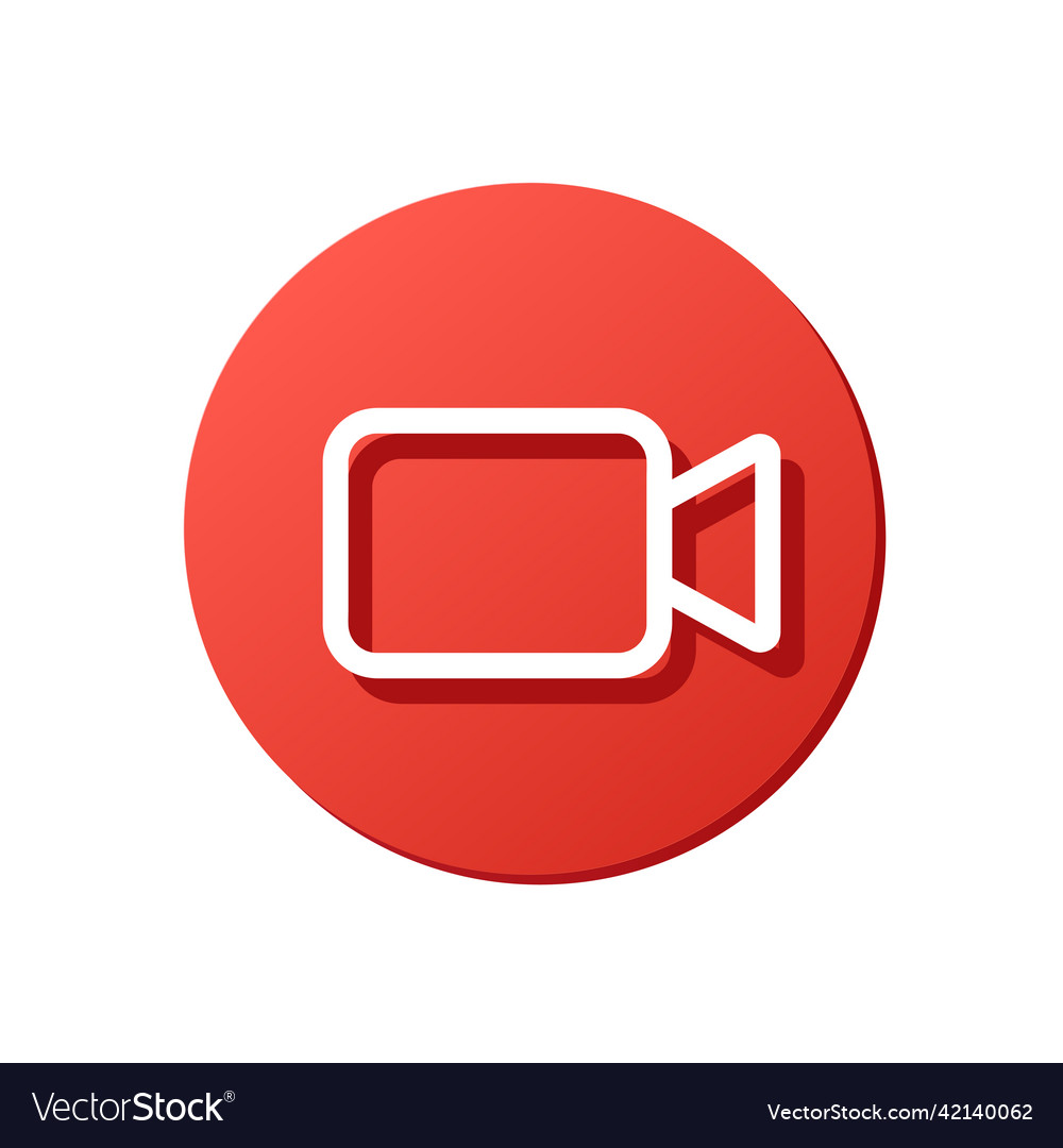 Video camera red rounded icon white background Vector Image