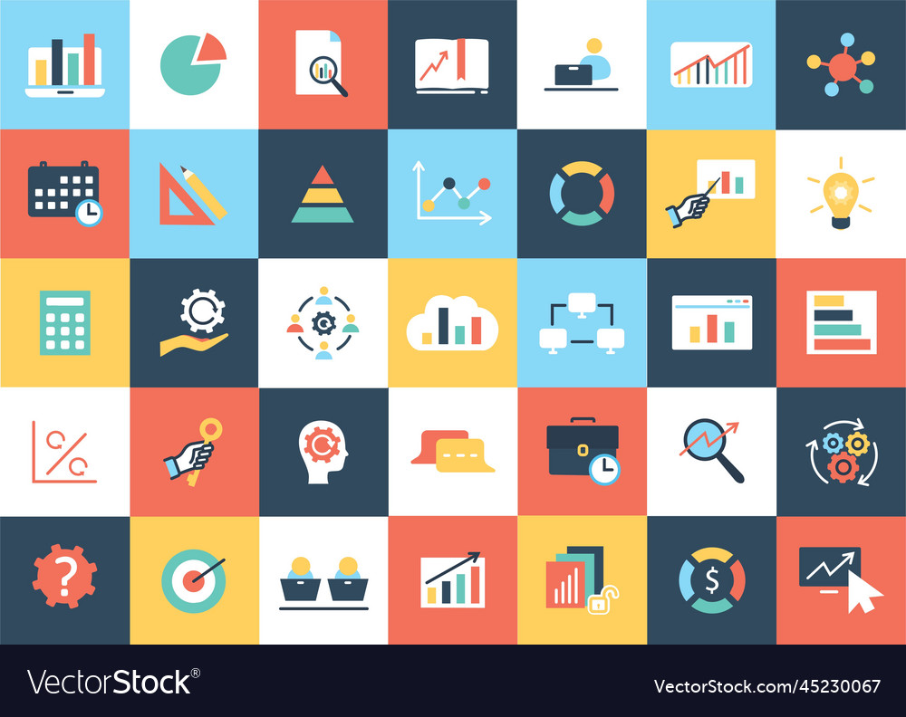 Analytics icons set Royalty Free Vector Image - VectorStock