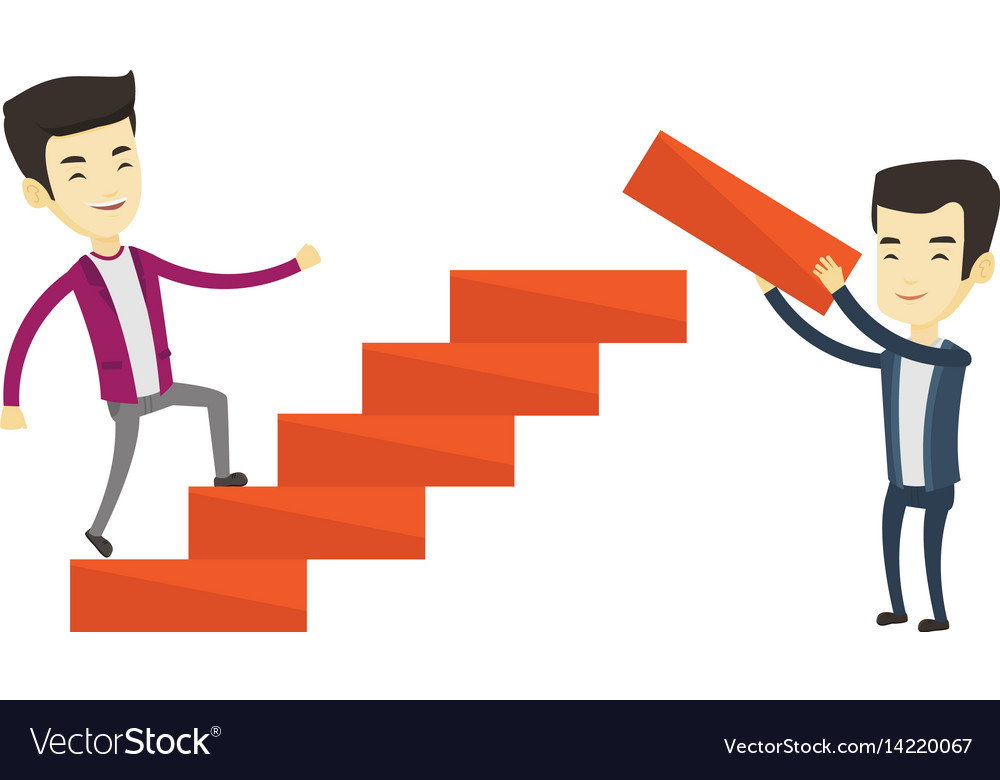 Business man runs up career ladder Royalty Free Vector Image