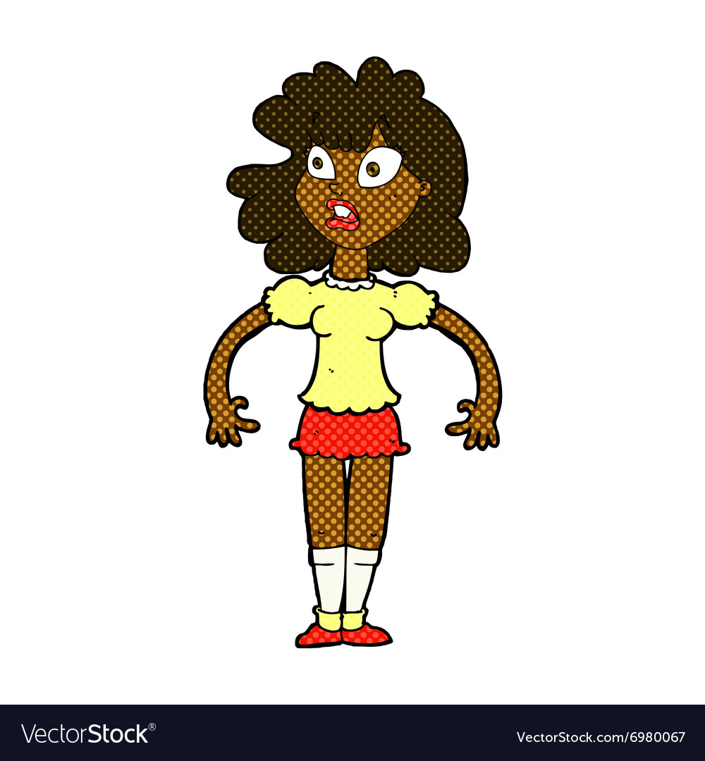 Comic cartoon pretty girl with shocked expression Vector Image