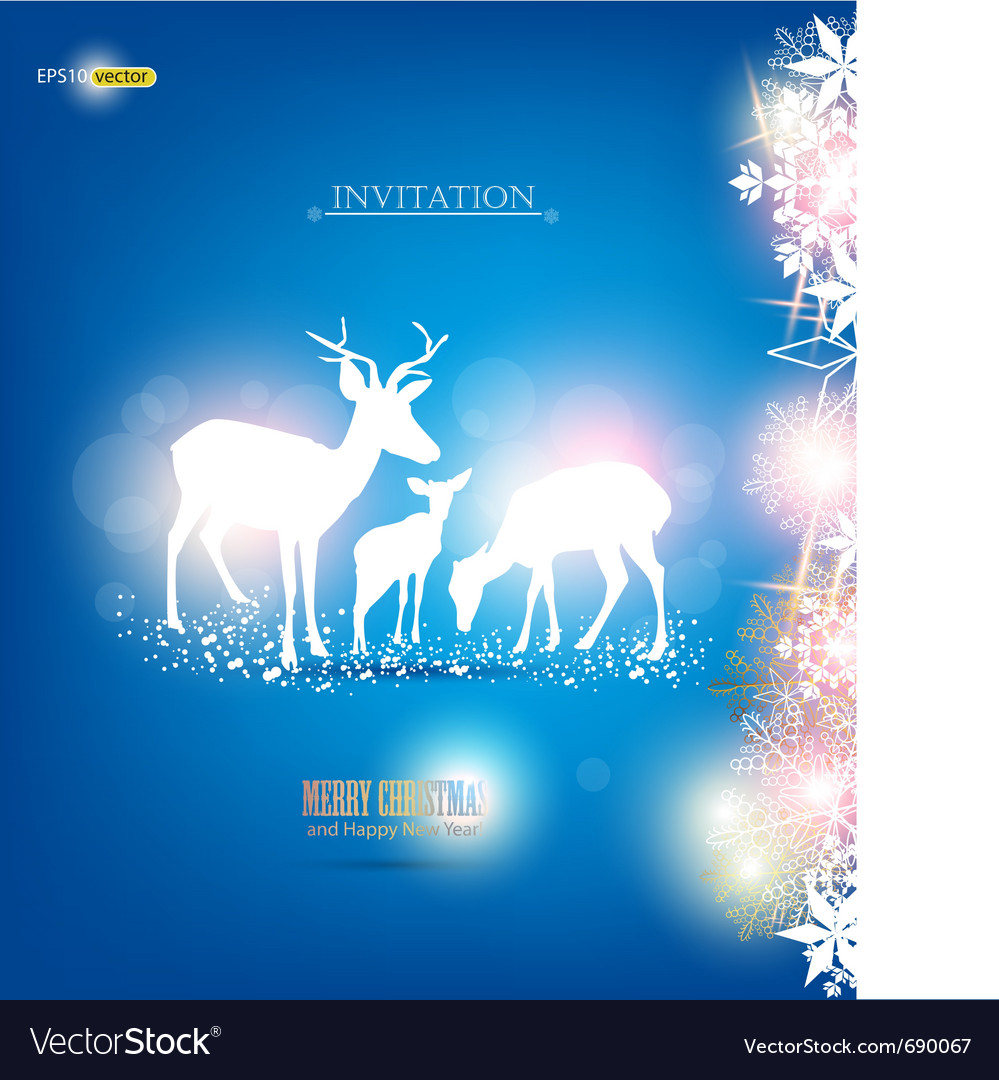 Elegant christmas background with deers wit Vector Image