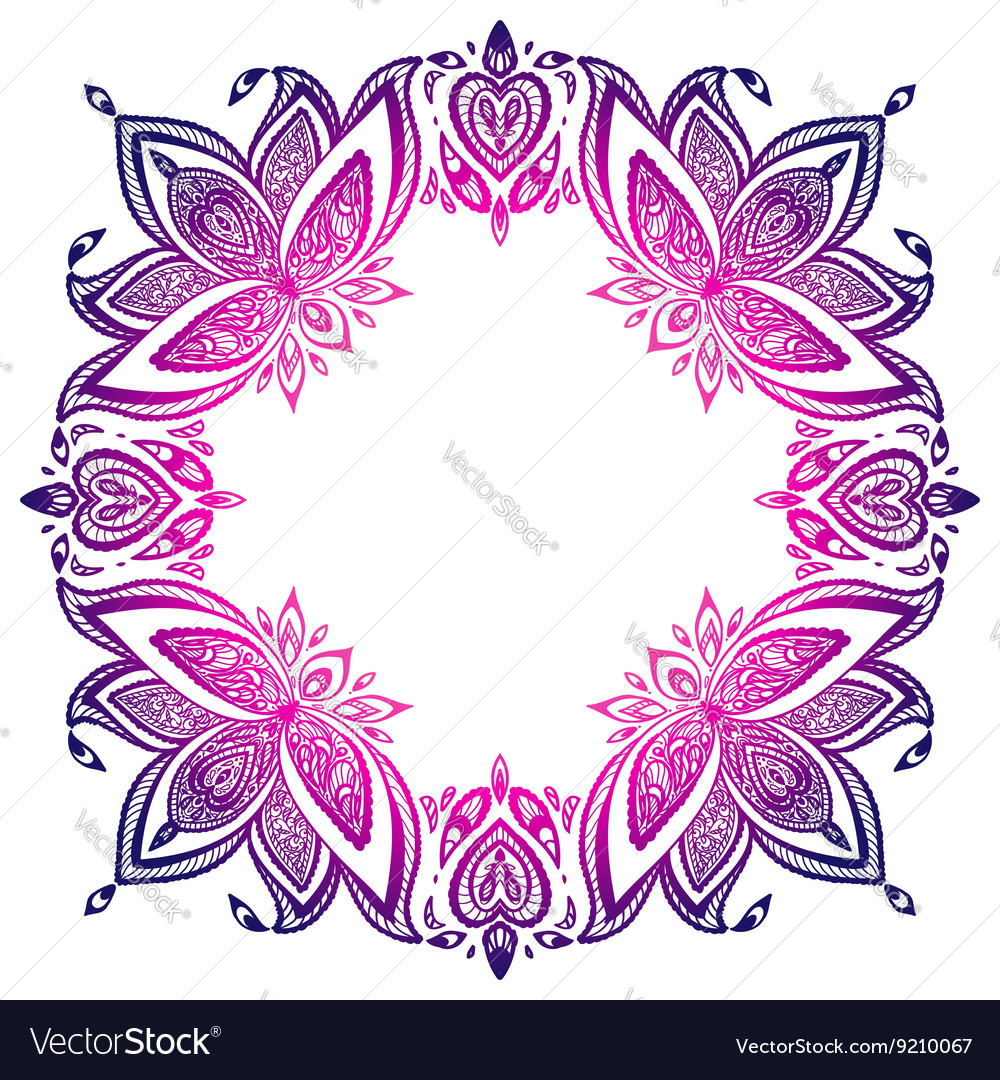 Lotus border mandala Royalty Free Vector Image