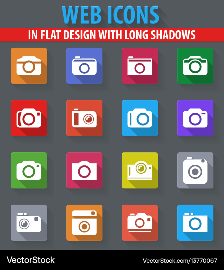 Photo camera icon set Royalty Free Vector Image