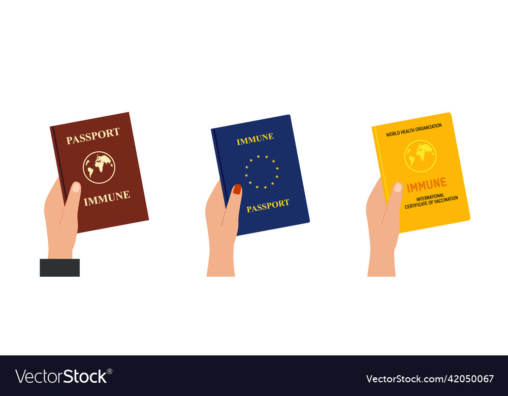 Set Vaccine Passport Icon Vaccination Certificate Vector Image