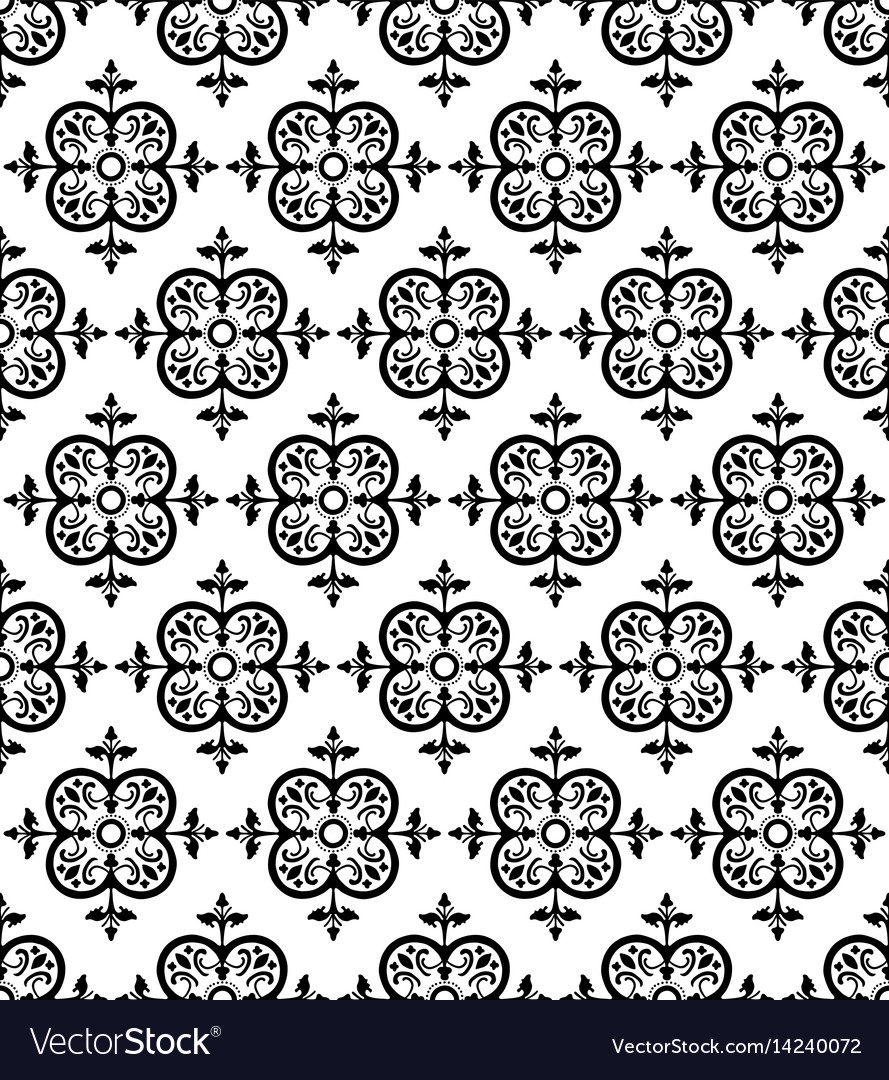 Black decorative seamless pattern Royalty Free Vector Image