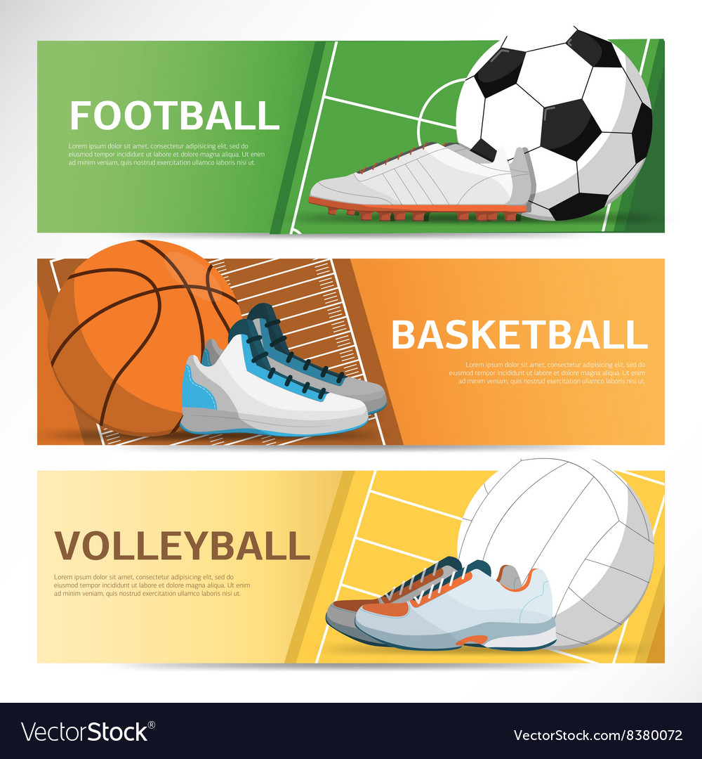 Concept sport banner football basketball field Vector Image