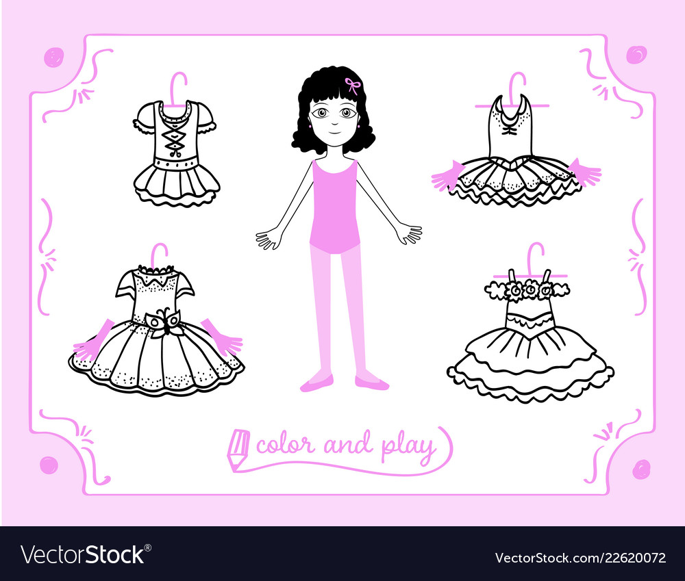 Premium Vector  Dress up doll coloring drawing cartoon doodle