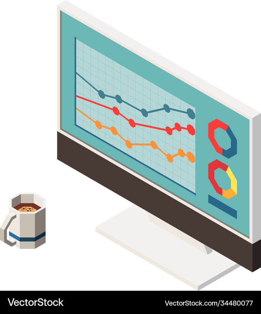 Coffee seo isometric composition Royalty Free Vector Image