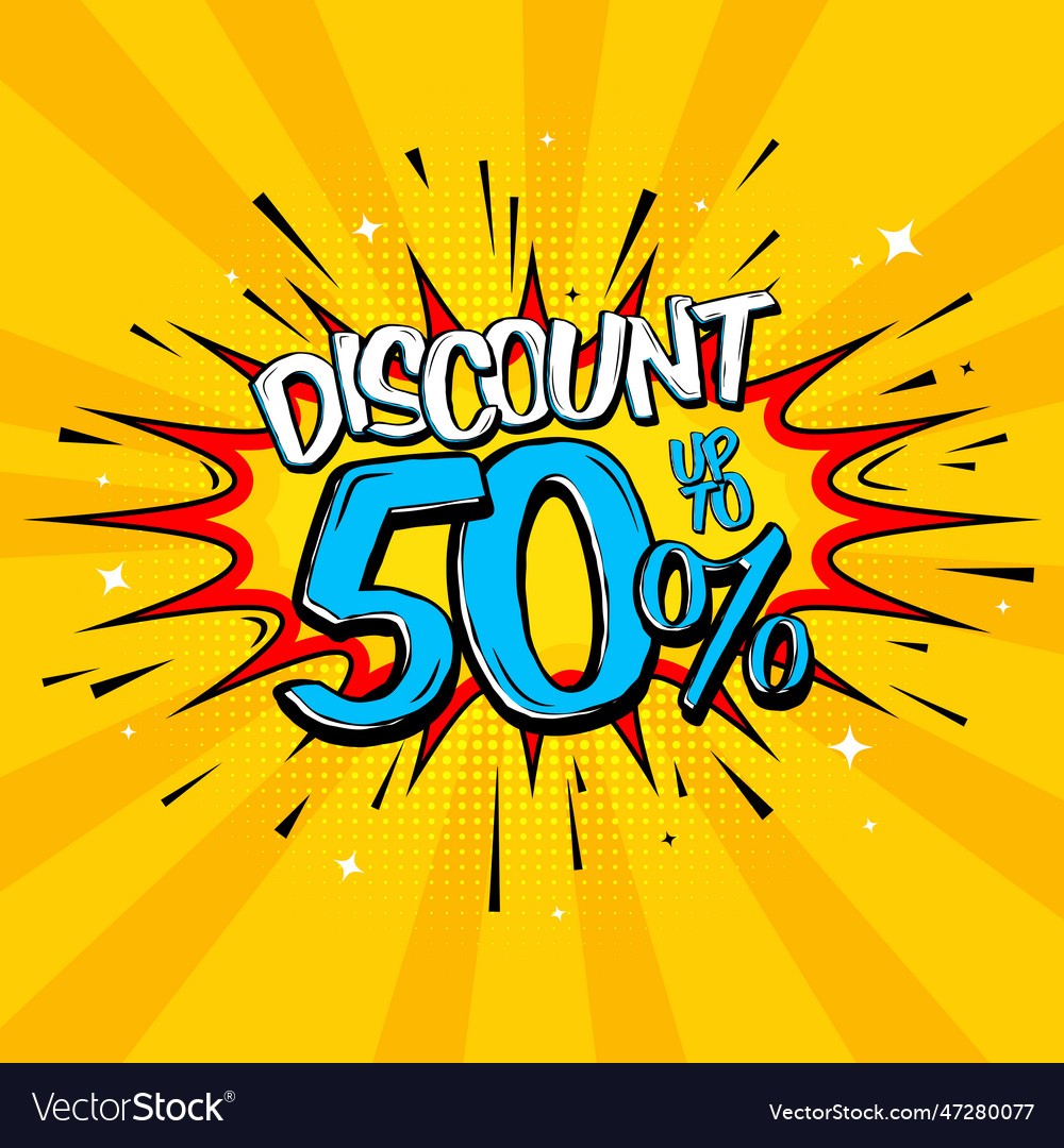 Pop art discount banner huge blowout with text Vector Image