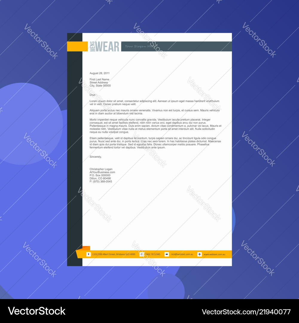 Professional letterhead design template Royalty Free Vector