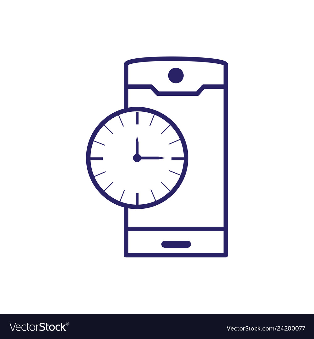 Smartphone device with clock time Royalty Free Vector Image