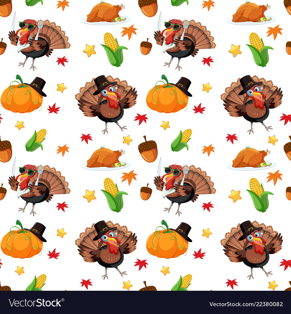 An turkey autumn seamless pattern Royalty Free Vector Image