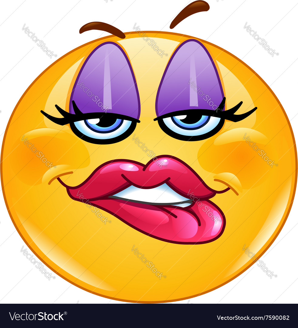 Biting Lip Female Emoticon Royalty Free Vector Image