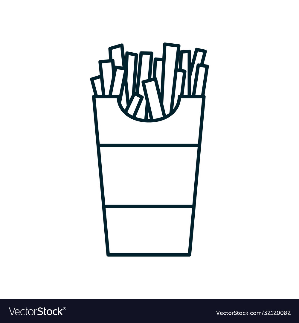 French Fries Icon Flat Outline Royalty Free Vector Image