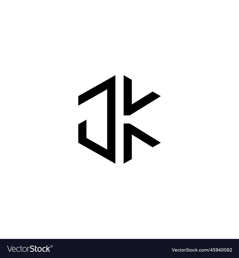 Jk hexagonal logo design Royalty Free Vector Image