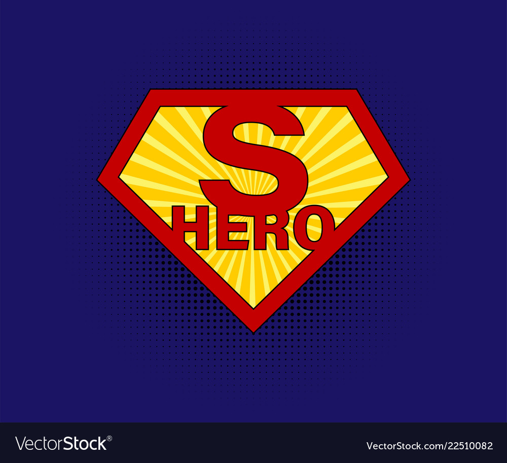 Sign superhero on blue background with halftone Vector Image Sign superhero on blue background with halftone vector image on... 