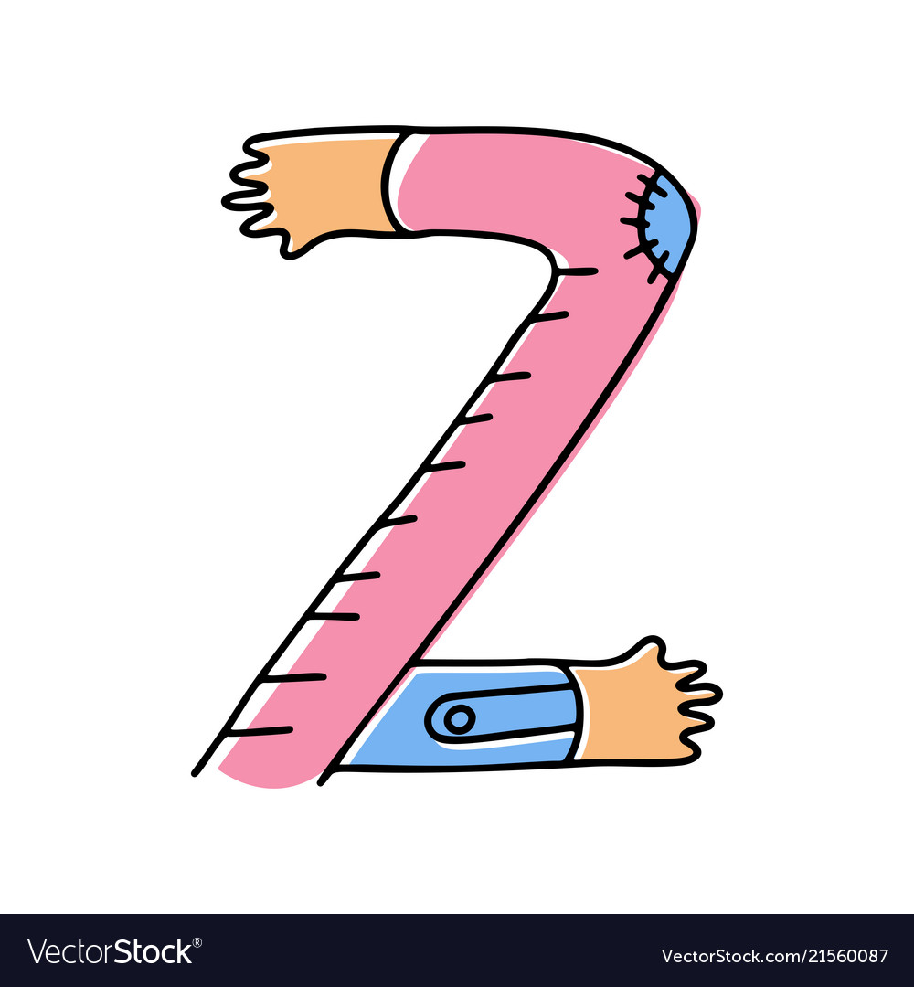 crazy hands alphabet hand drawn letter z vector image crazy letter font