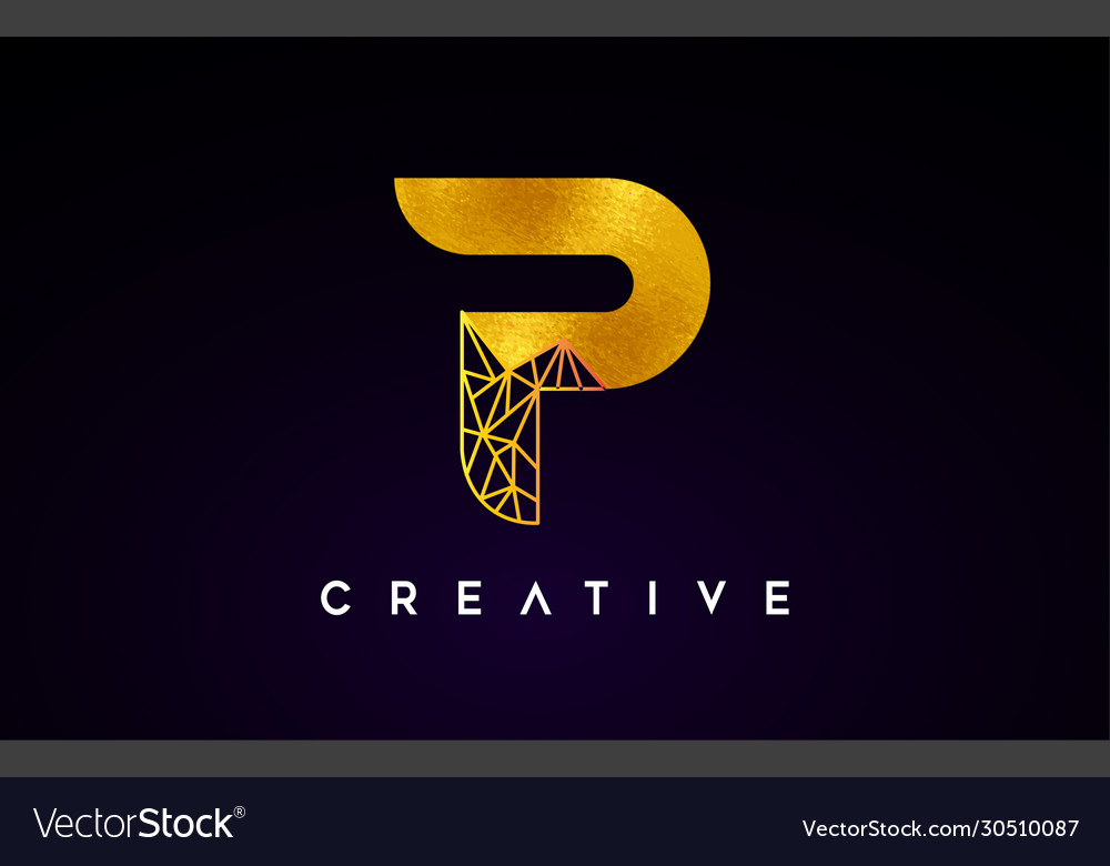 Golden Gold Letter P Beauty Logo P Letter Design Vector Image