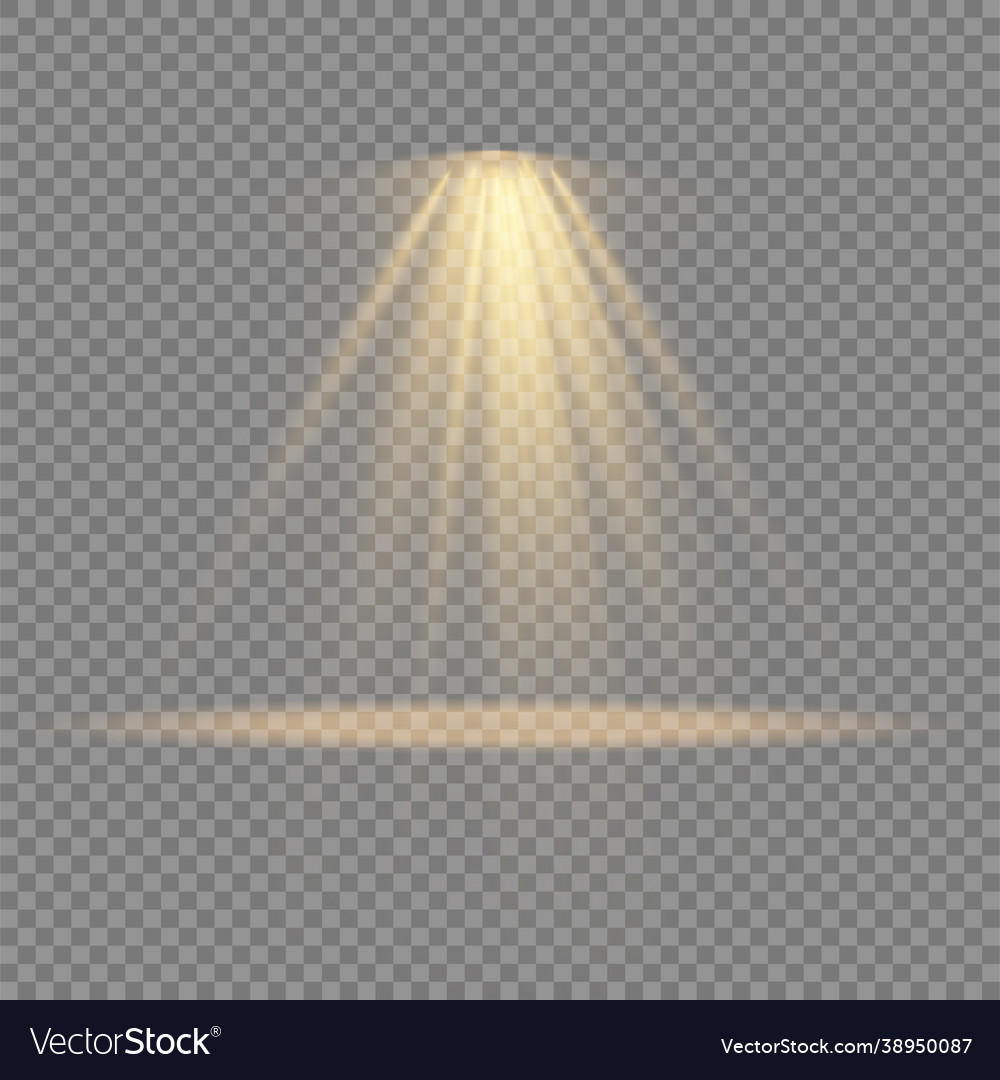 Spotlight projector light effect with yellow rays Vector Image