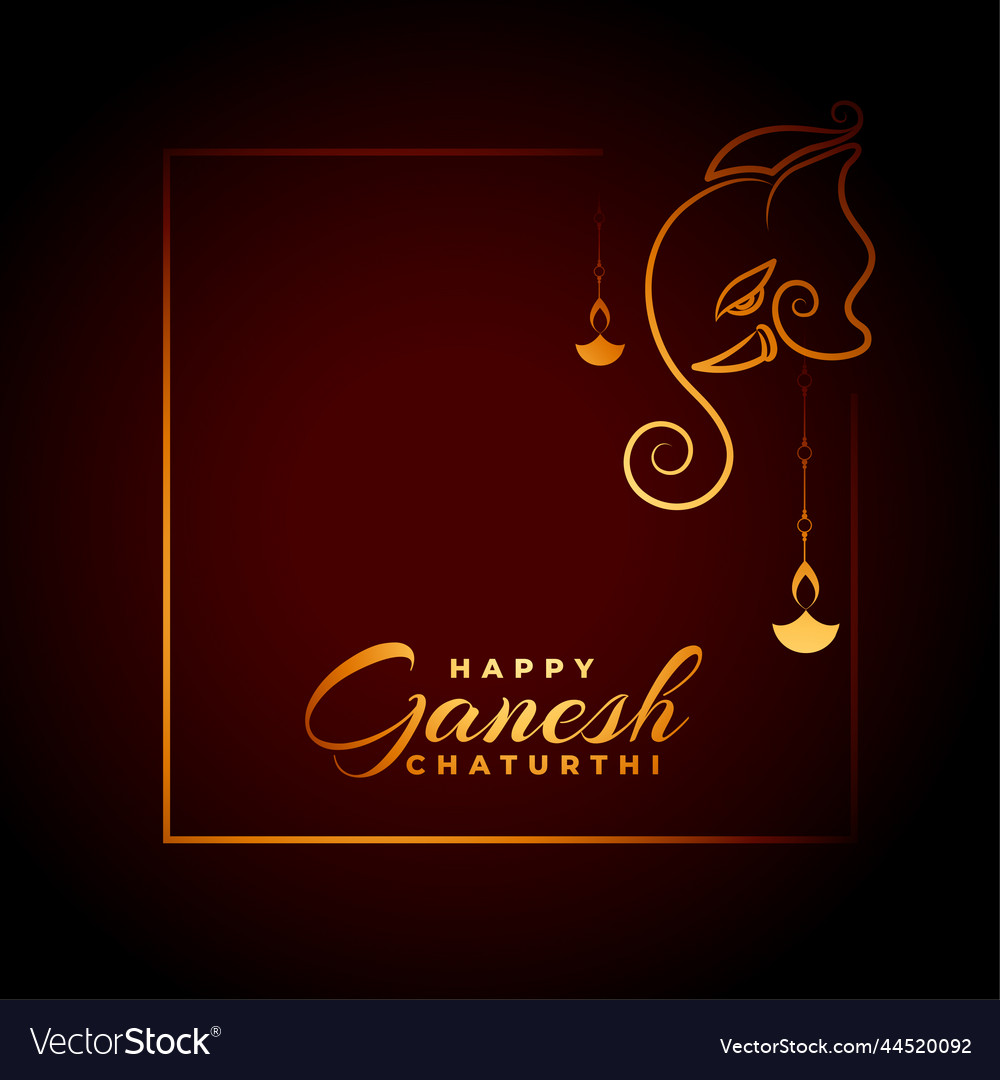 Hindu festival ganesh chaturthi greeting card vector image Hindu festival ganesh chaturthi greeting card