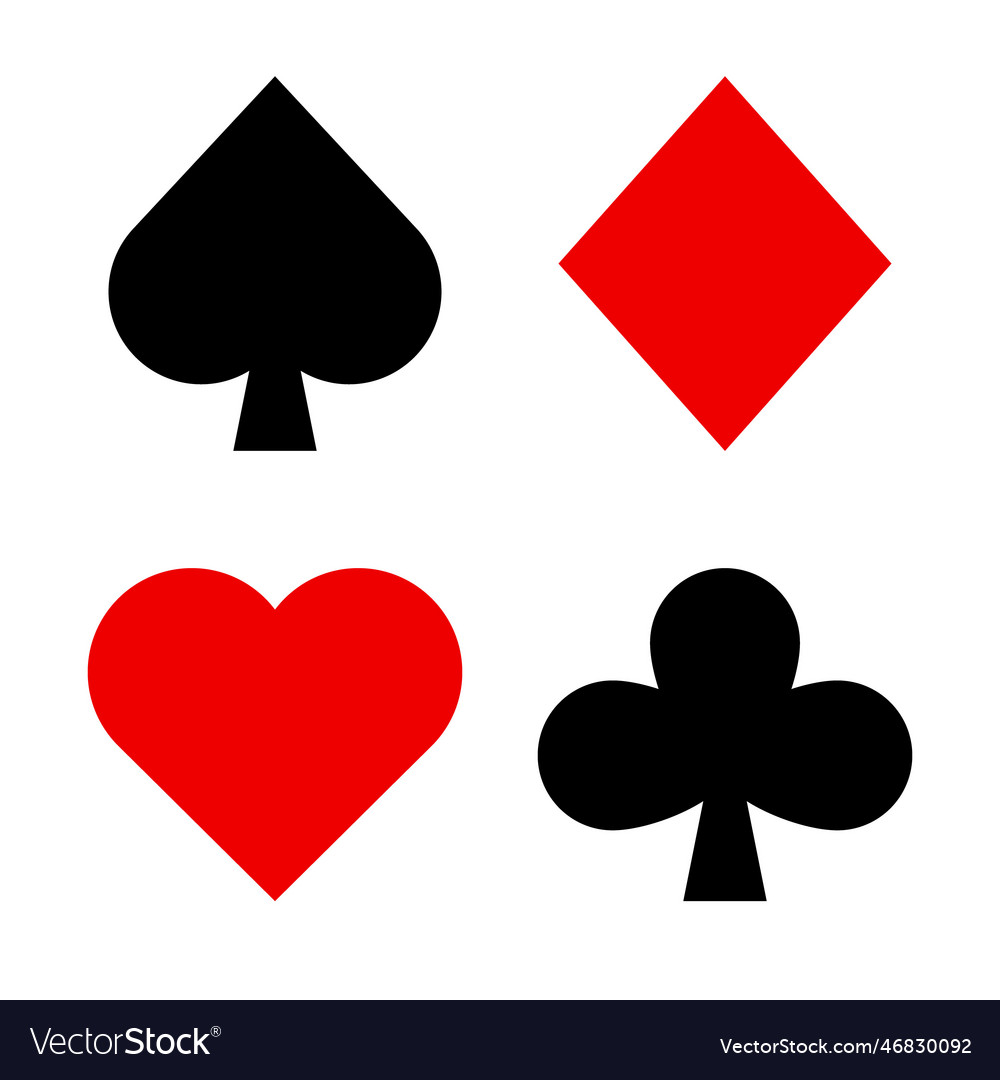 Playing card suit set hearts spades diamonds Vector Image