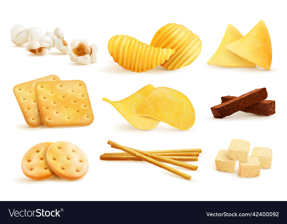 Salty snack pieces set Royalty Free Vector Image