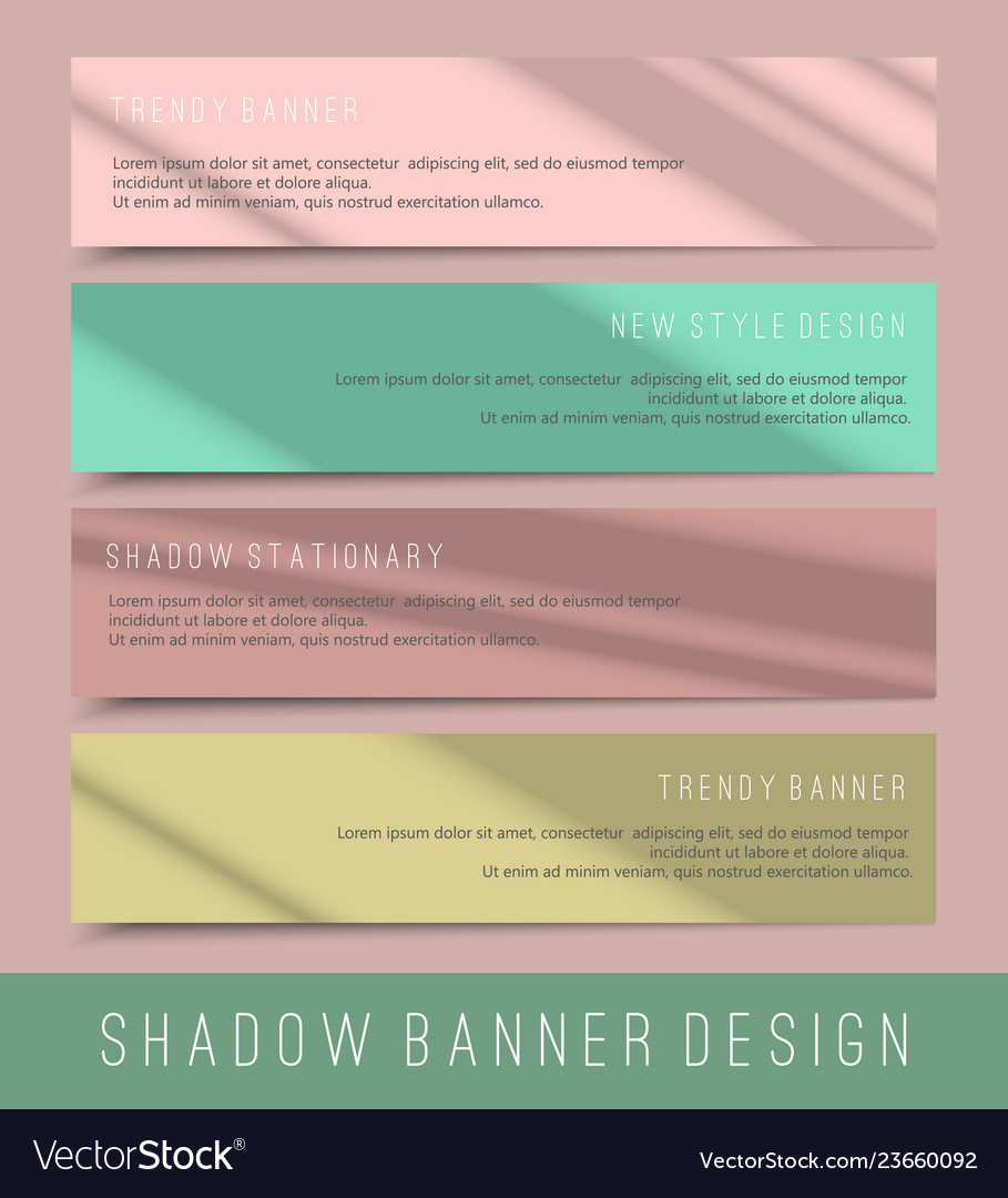 Set Of Colorful Mock Up Paper Banners With Shadows