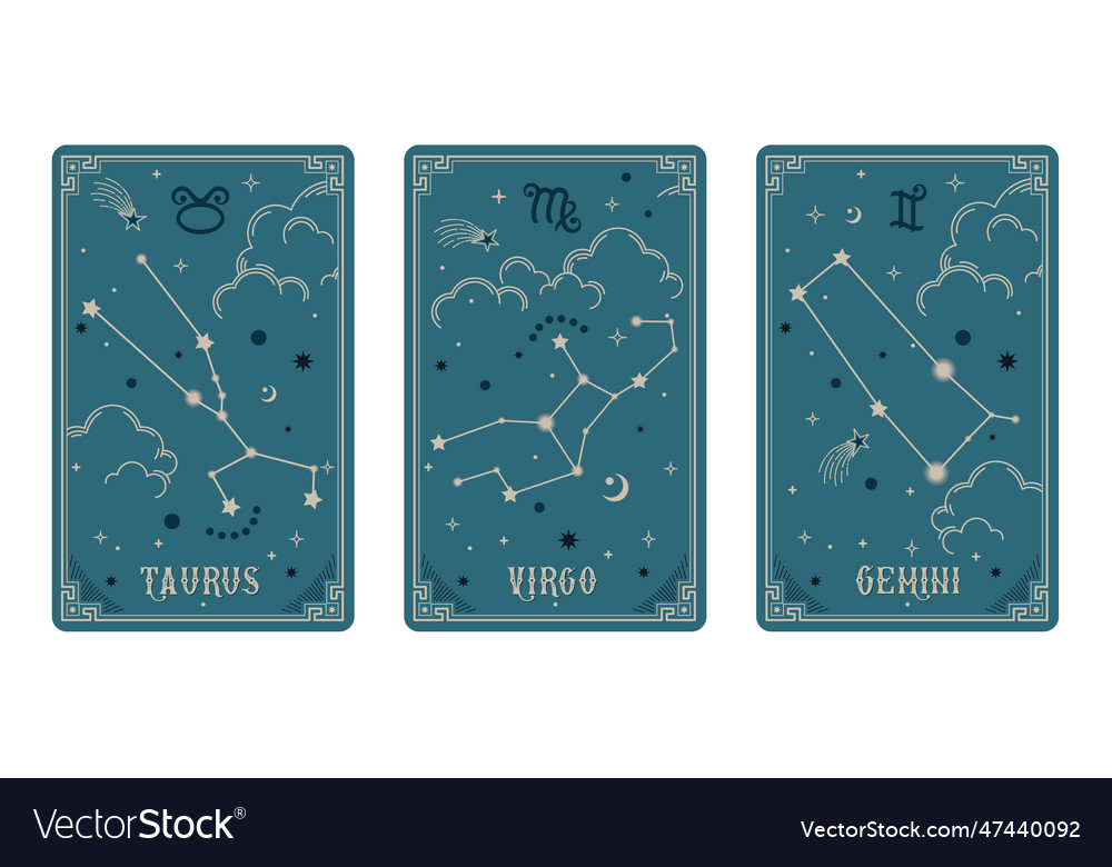 Taurus virgo and gemini zodiac symbols surround Vector Image