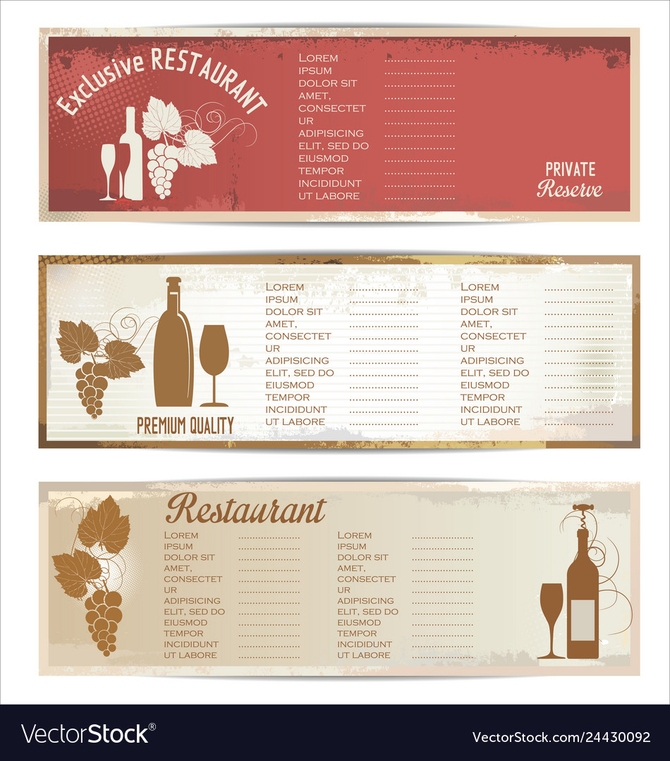 Vintage restaurant menu collection vector image Vintage restaurant menu collection