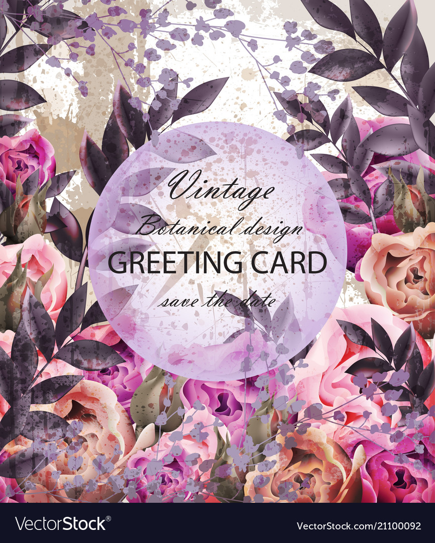 Vintage Wedding Card With Floral Decor Royalty Free Vector