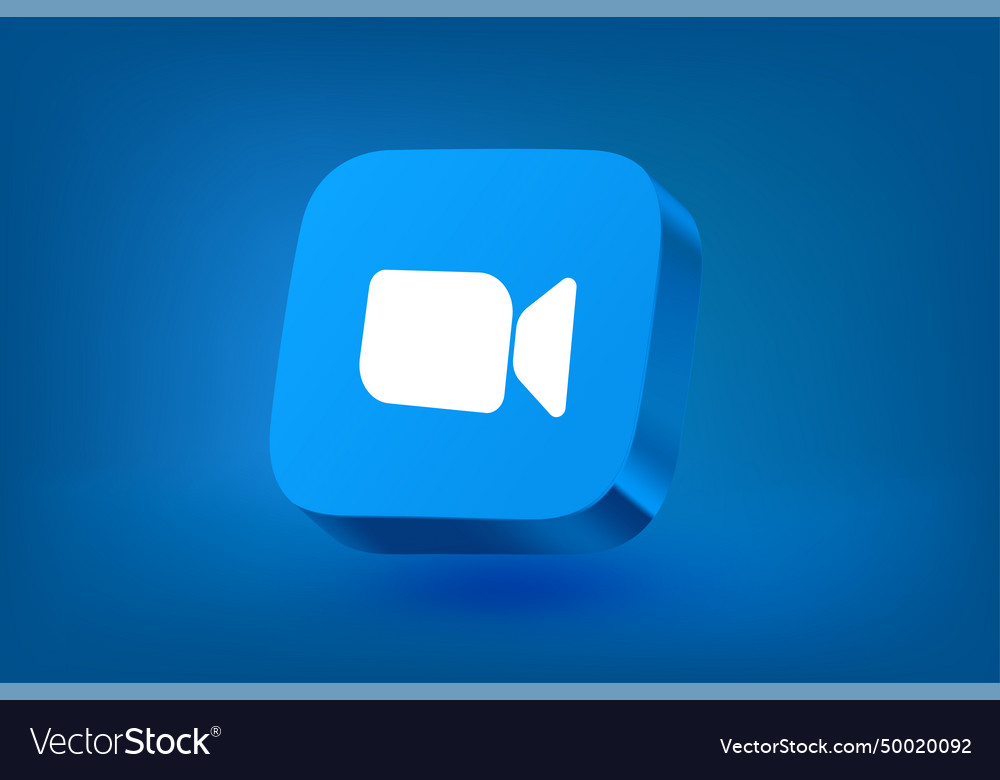 Zoom video conference application 3d icon on blue Vector Image