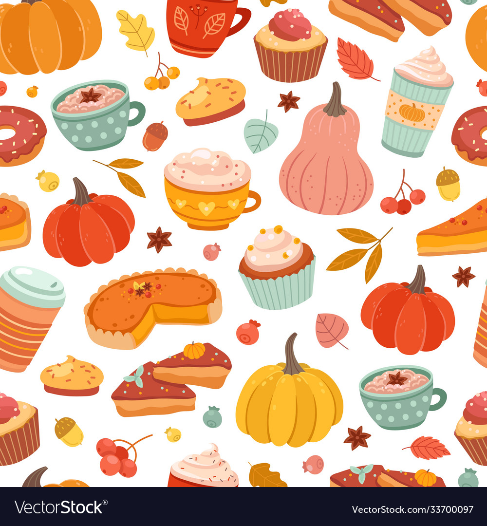 Autumn pumpkin pattern pumpkins spice cinnamon Vector Image