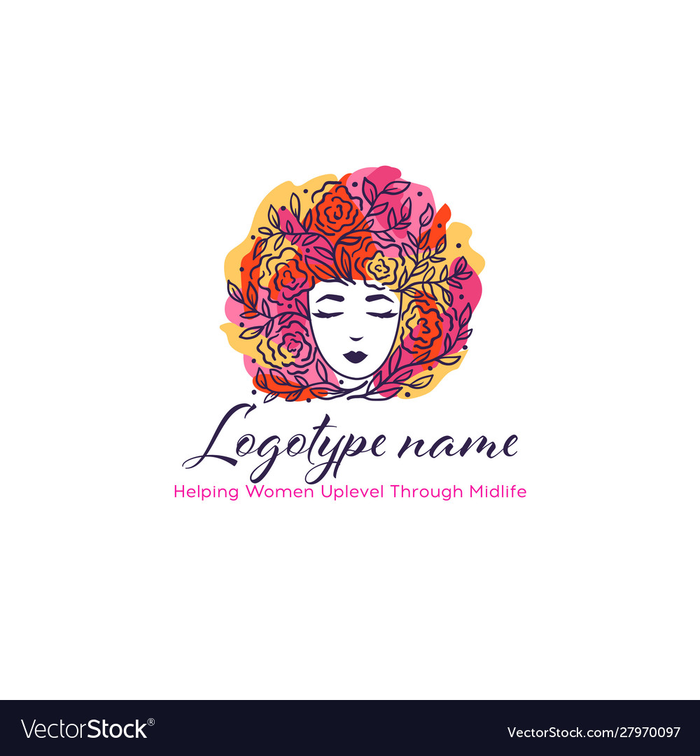 Beautiful woman head with flowers hair design vector image Beautiful woman head with flowers hair design