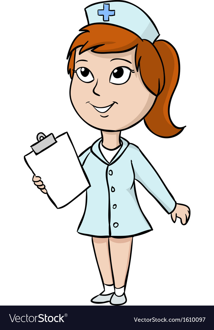 Cartoon nurse with blank tablet Royalty Free Vector Image