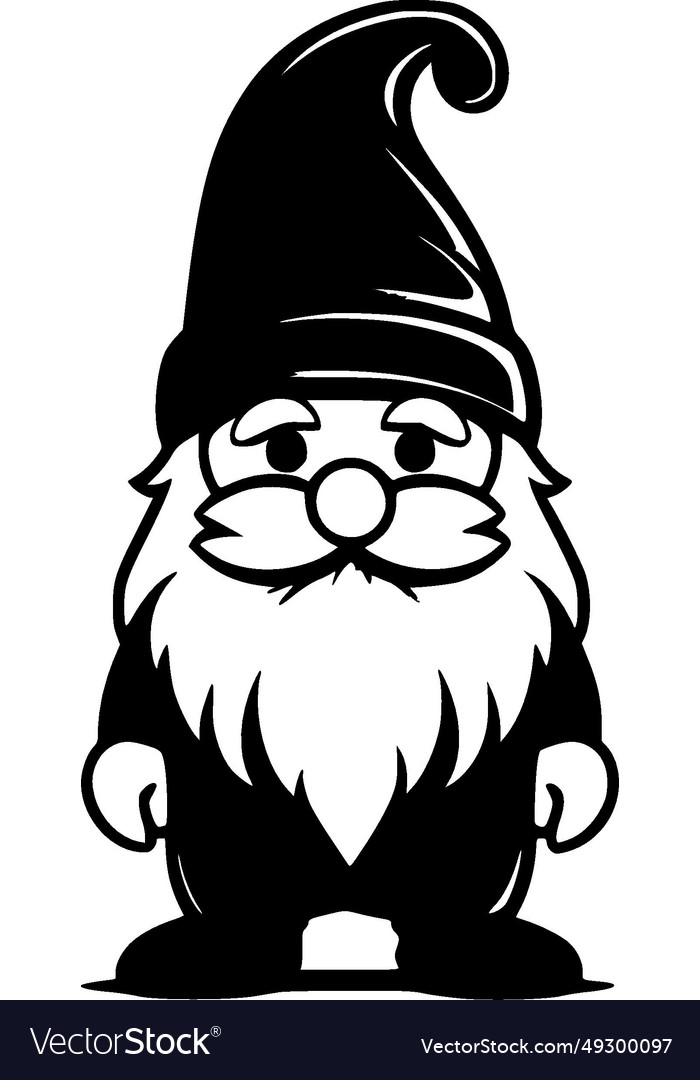 Gnome - black and white Royalty Free Vector Image