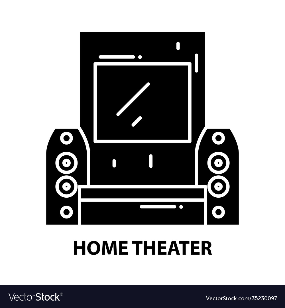 Home theater icon black sign with editable Vector Image