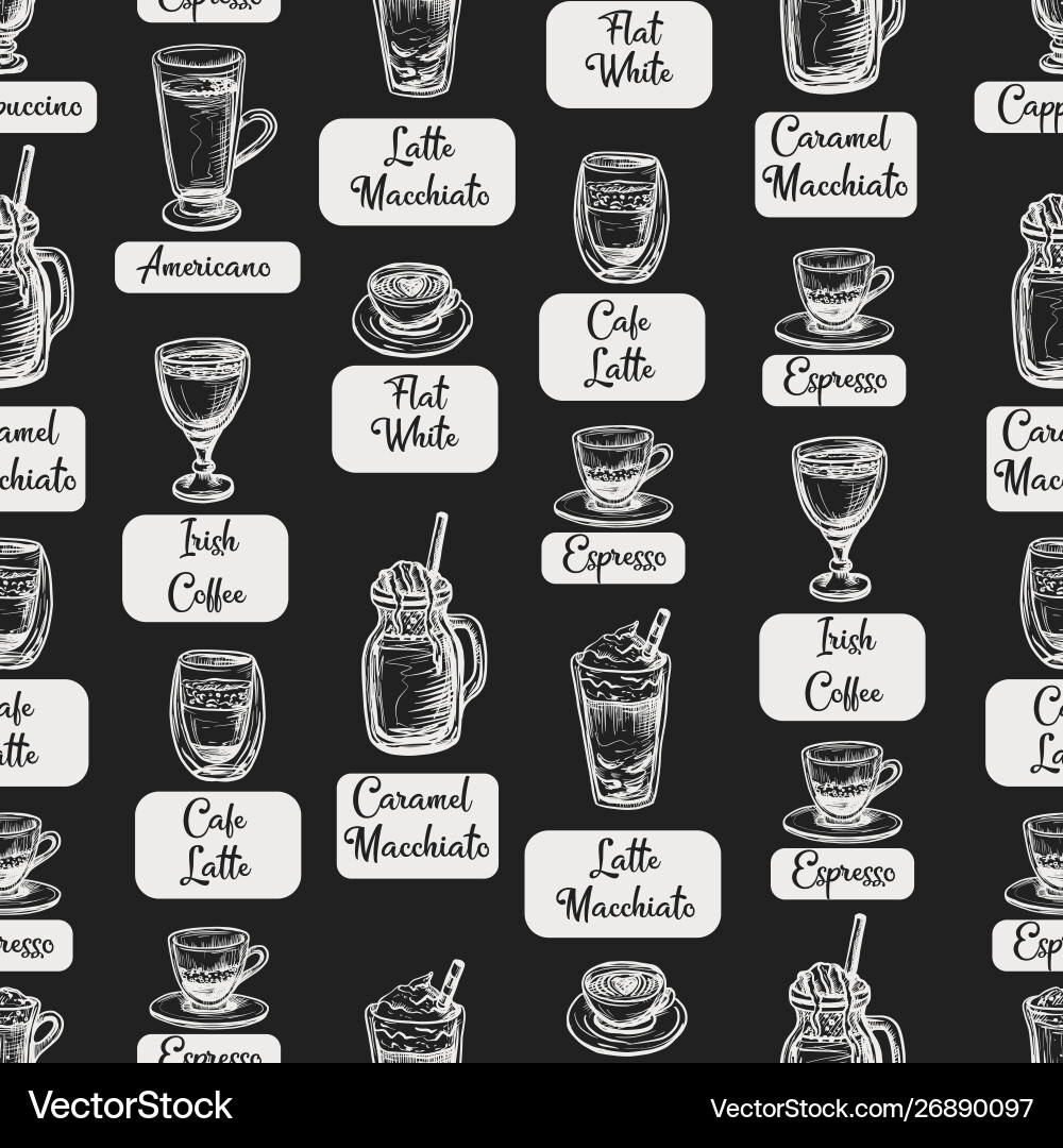 Seamless pattern with coffee cups Royalty Free Vector Image