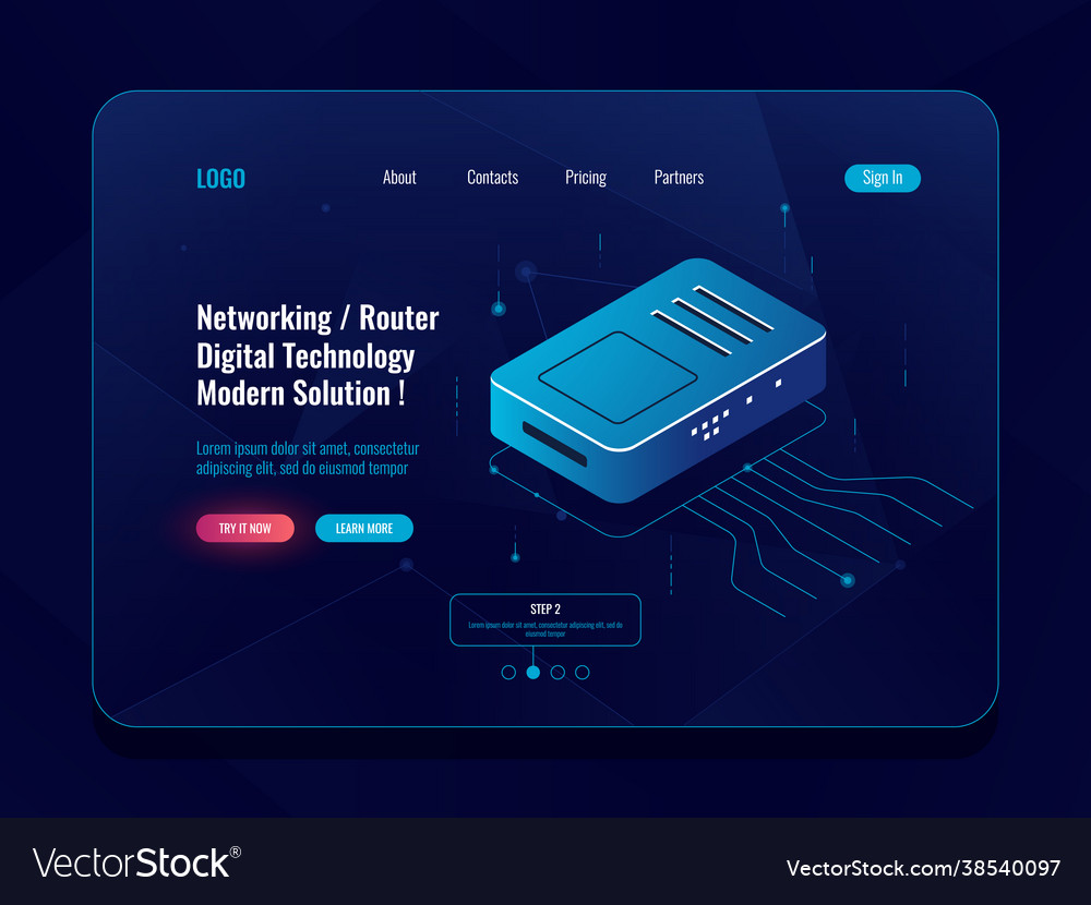 Server room data transfer concept isometric Vector Image