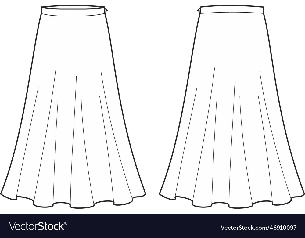 Set Of Womens Maxi Skirt Fashion Cad Royalty Free Vector 6215