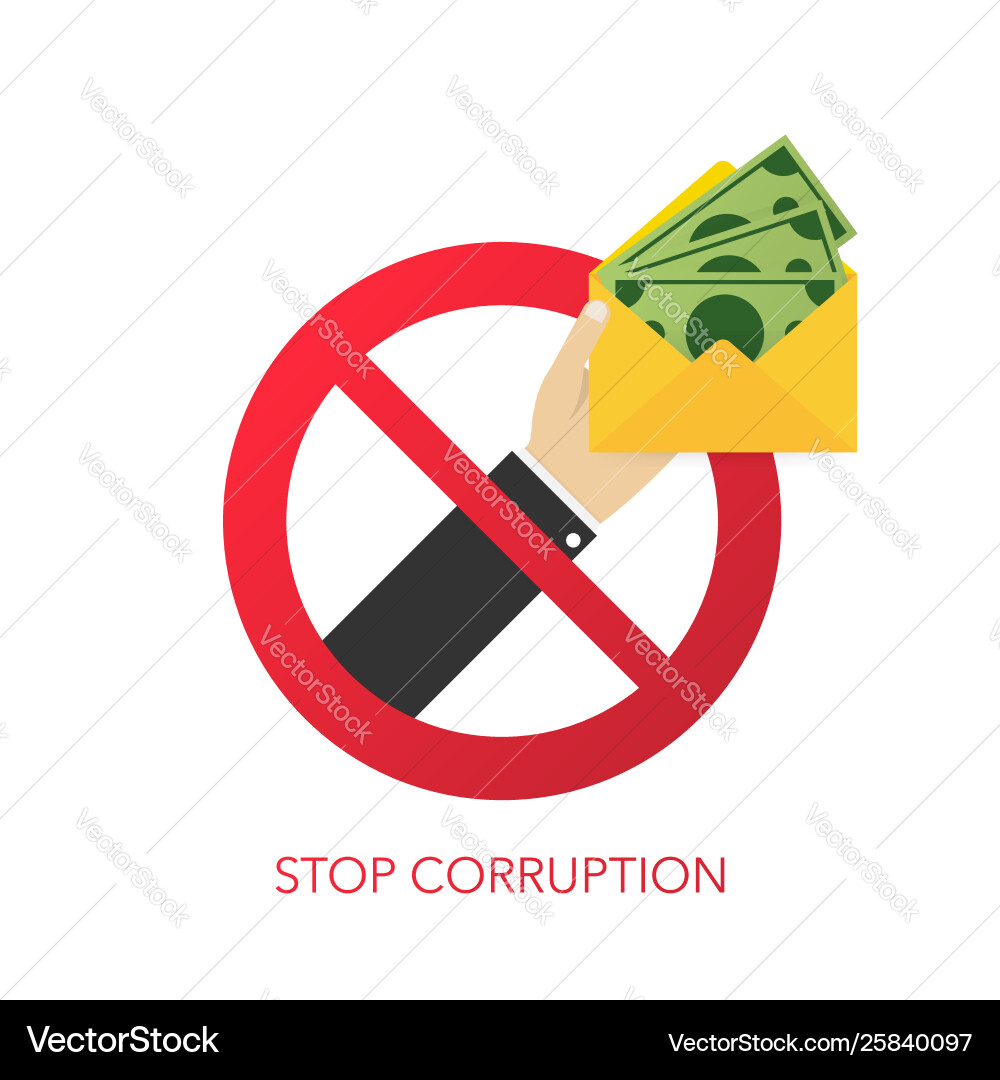 Stop corruption businessman refusing offered Vector Image
