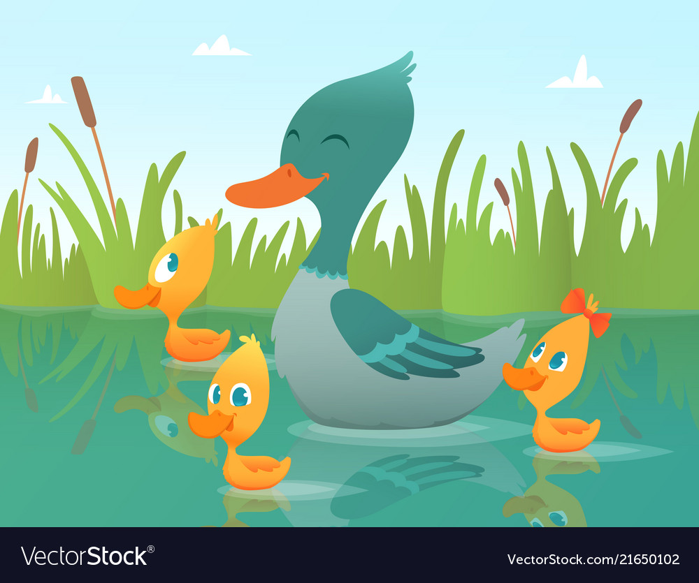 Background Cartoon Duck Of Funny Royalty Free Vector Image