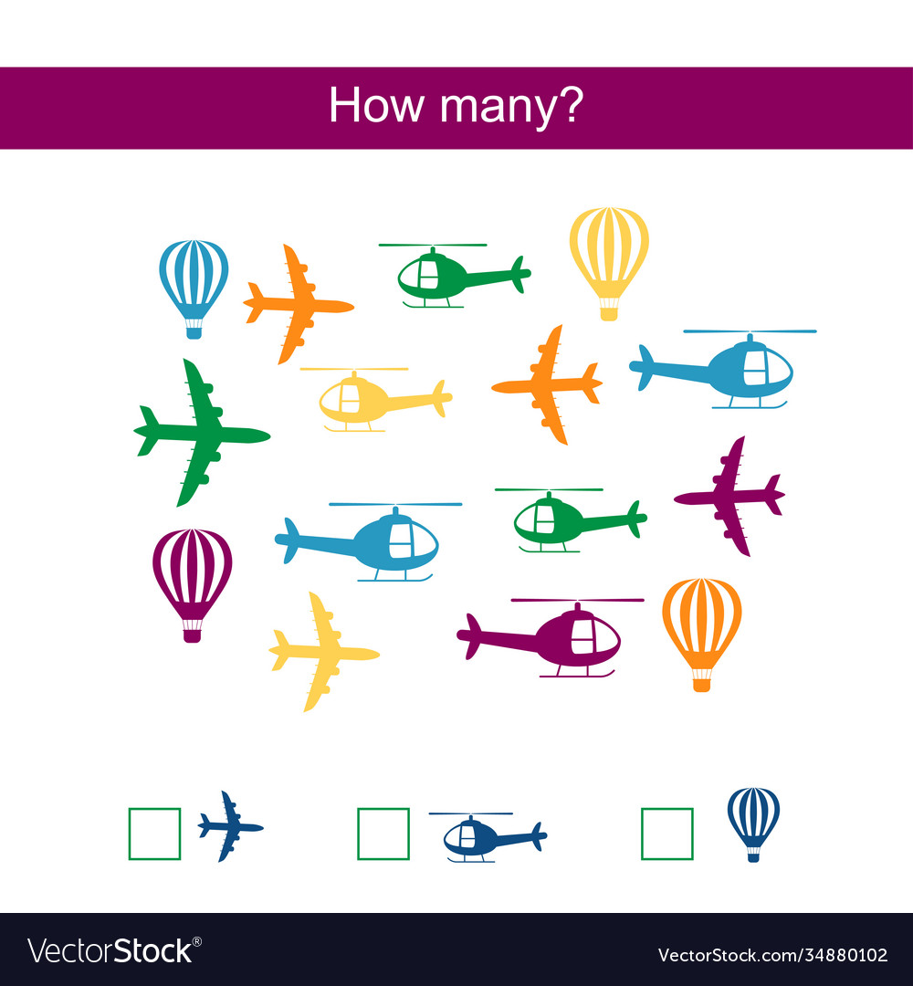 Count how many airplanes and write result Vector Image