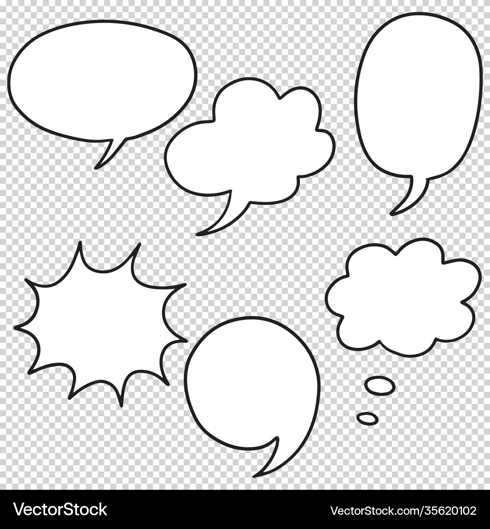 Hand drawn set speech bubbles doodle Royalty Free Vector