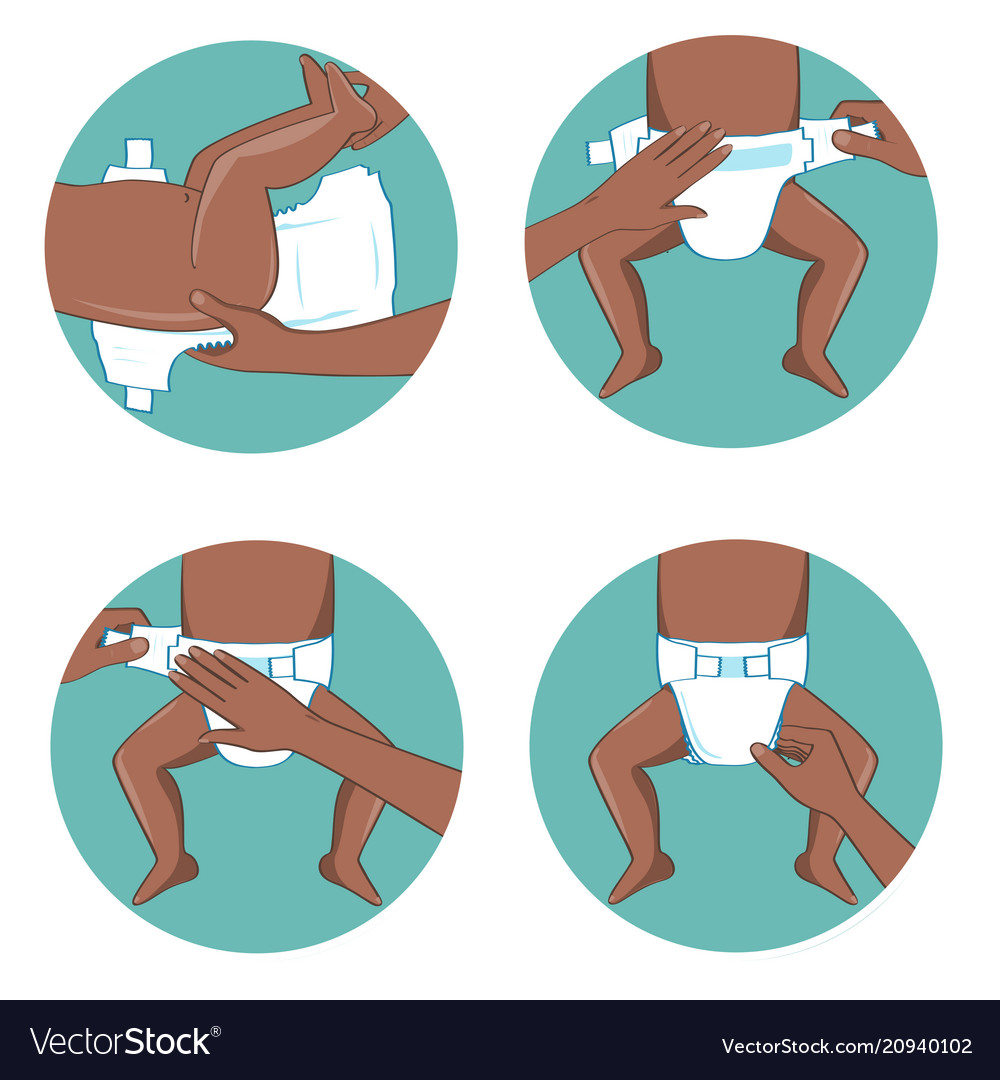 How to wear a diaper steps simple manual Vector Image