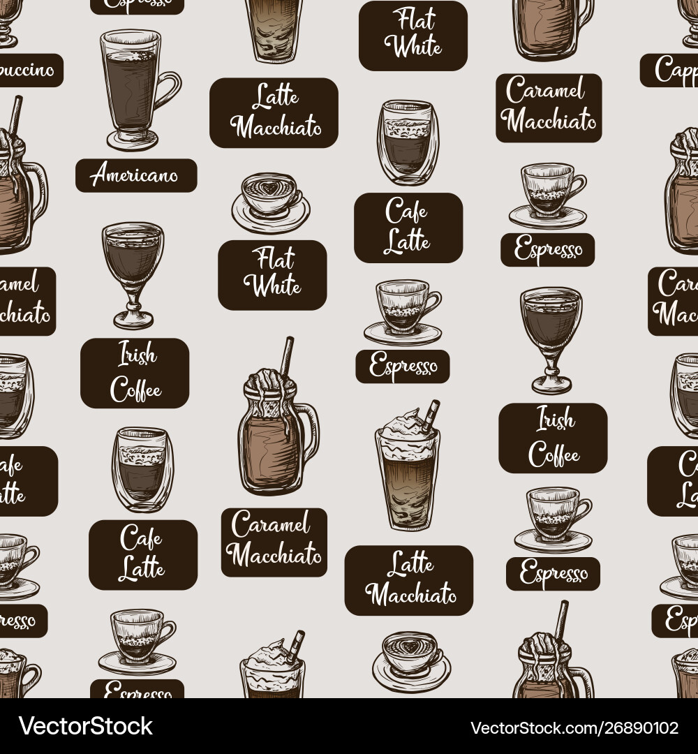 Seamless pattern with coffee cups Royalty Free Vector Image