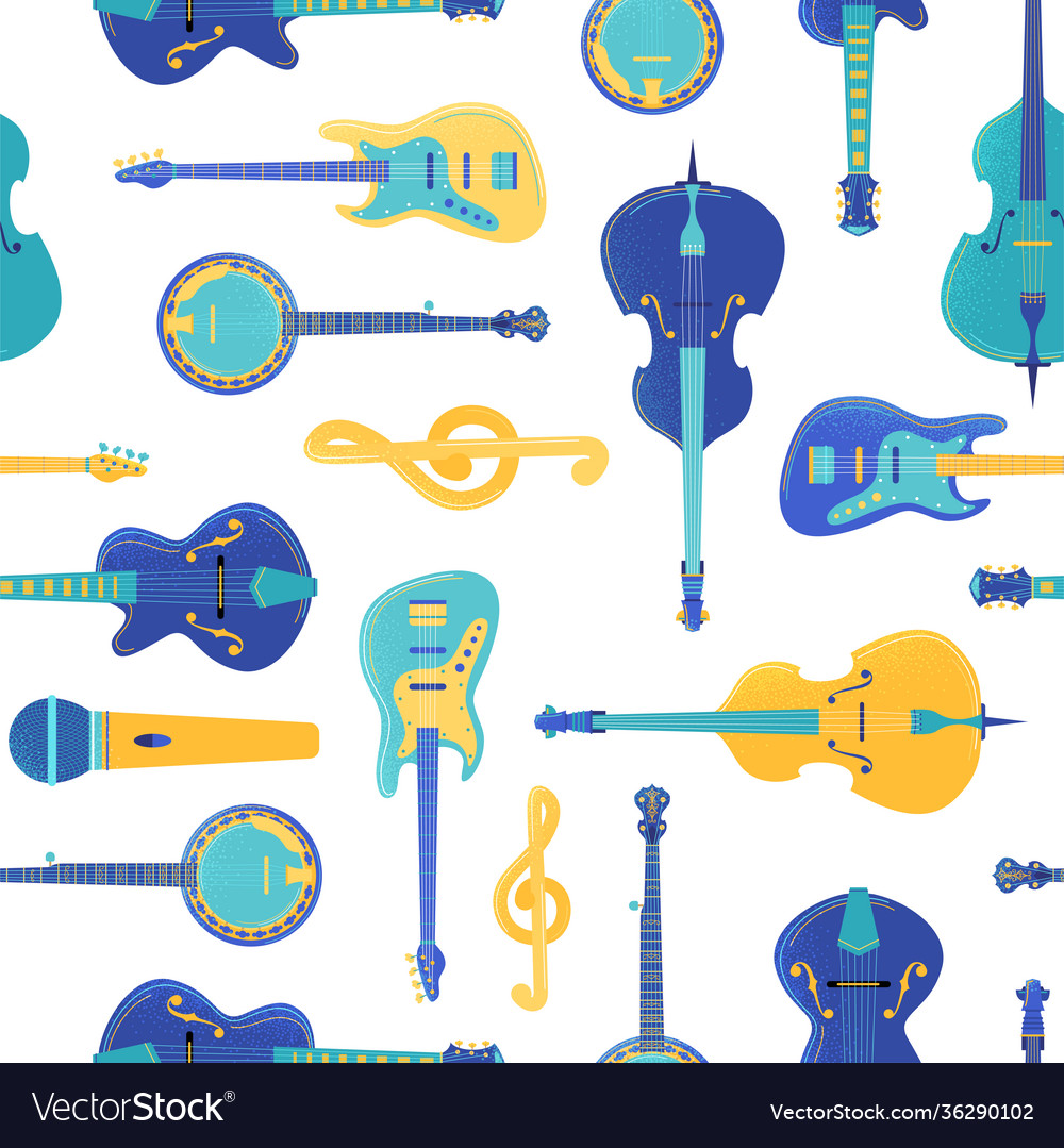 String musical instruments seamless pattern Vector Image