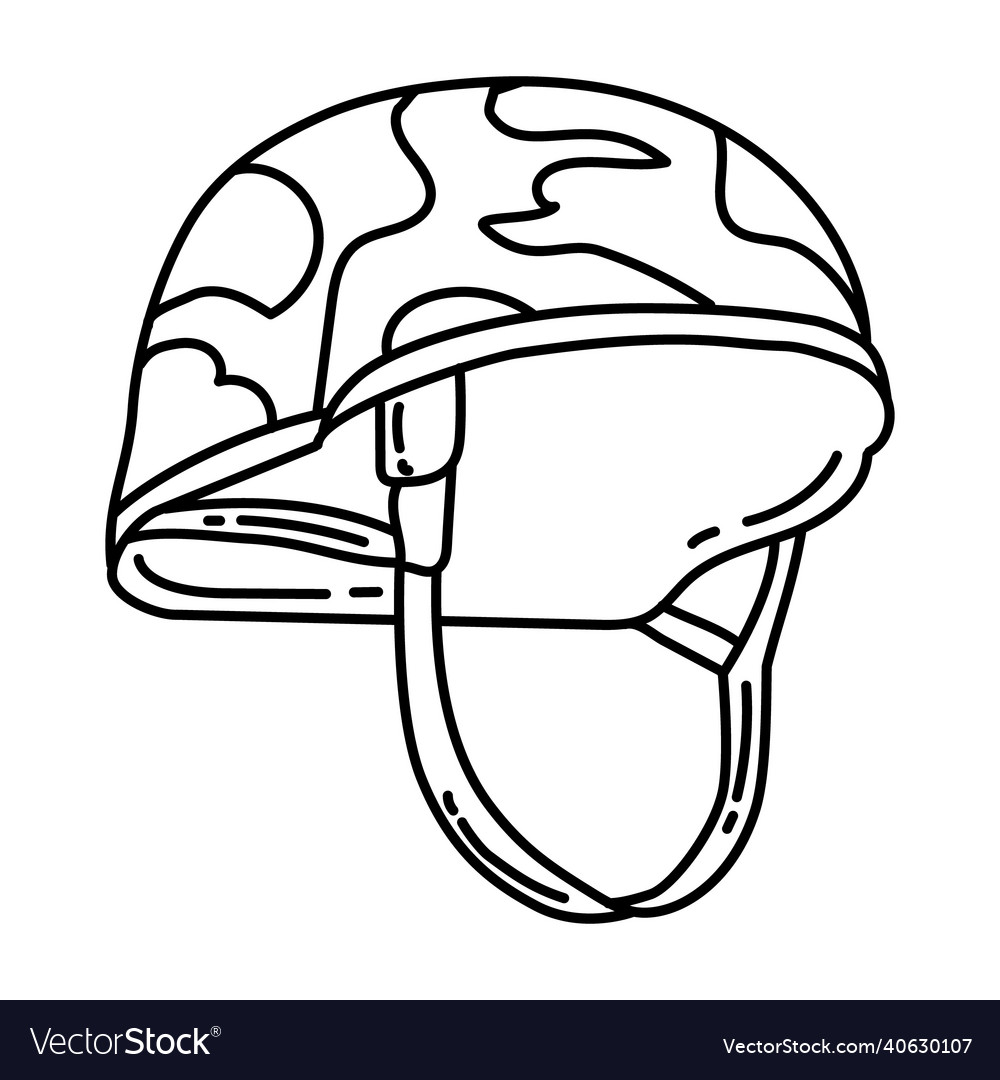 Army helmet icon doodle hand drawn or outline Vector Image