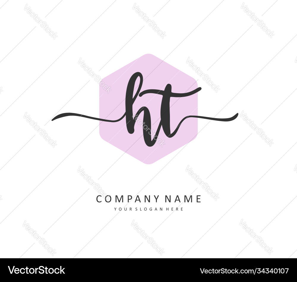 H t ht initial letter handwriting and signature Vector Image